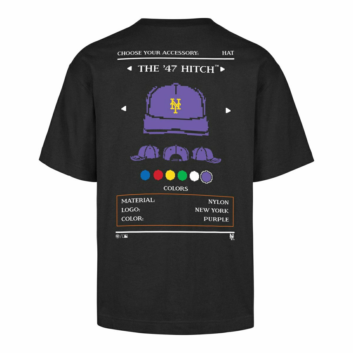 New York Mets 8-Bit Hero Foundation MLB T-Shirt Black Taass for sale