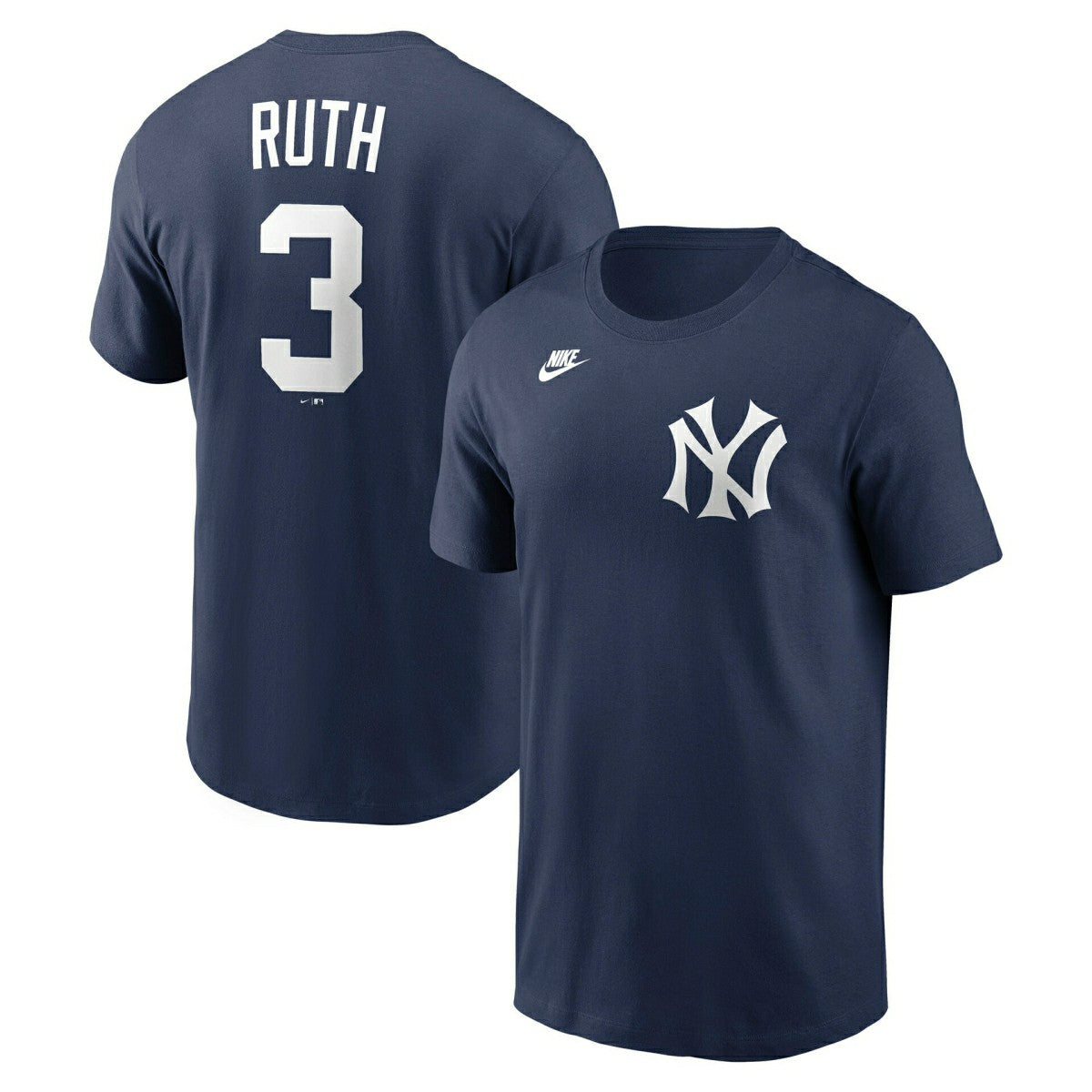 Babe Ruth #3 New York Yankees Cooperstown MLB T-Shirt Navy Fashion