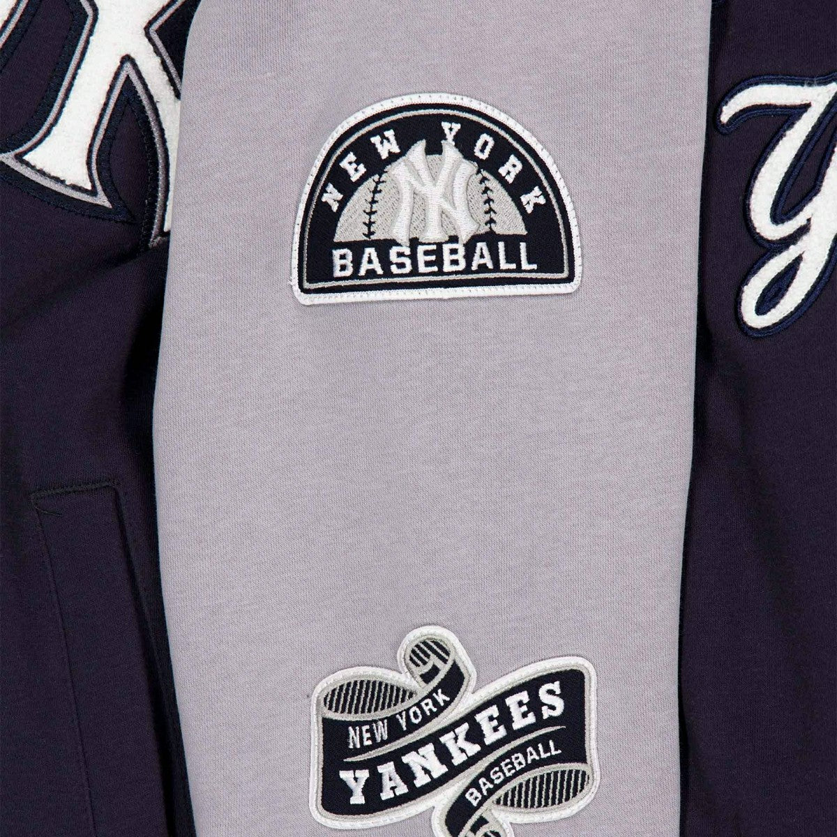 New York Yankees Full Snap Patch Jacket Navy/Gray Taass US