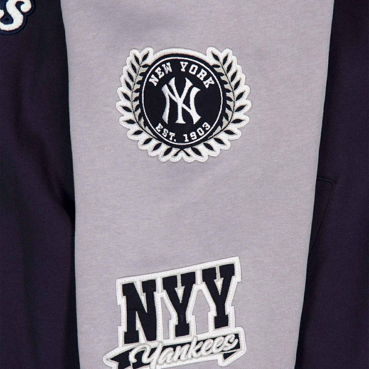 New York Yankees Full Snap Patch Jacket Navy/Gray Taass US