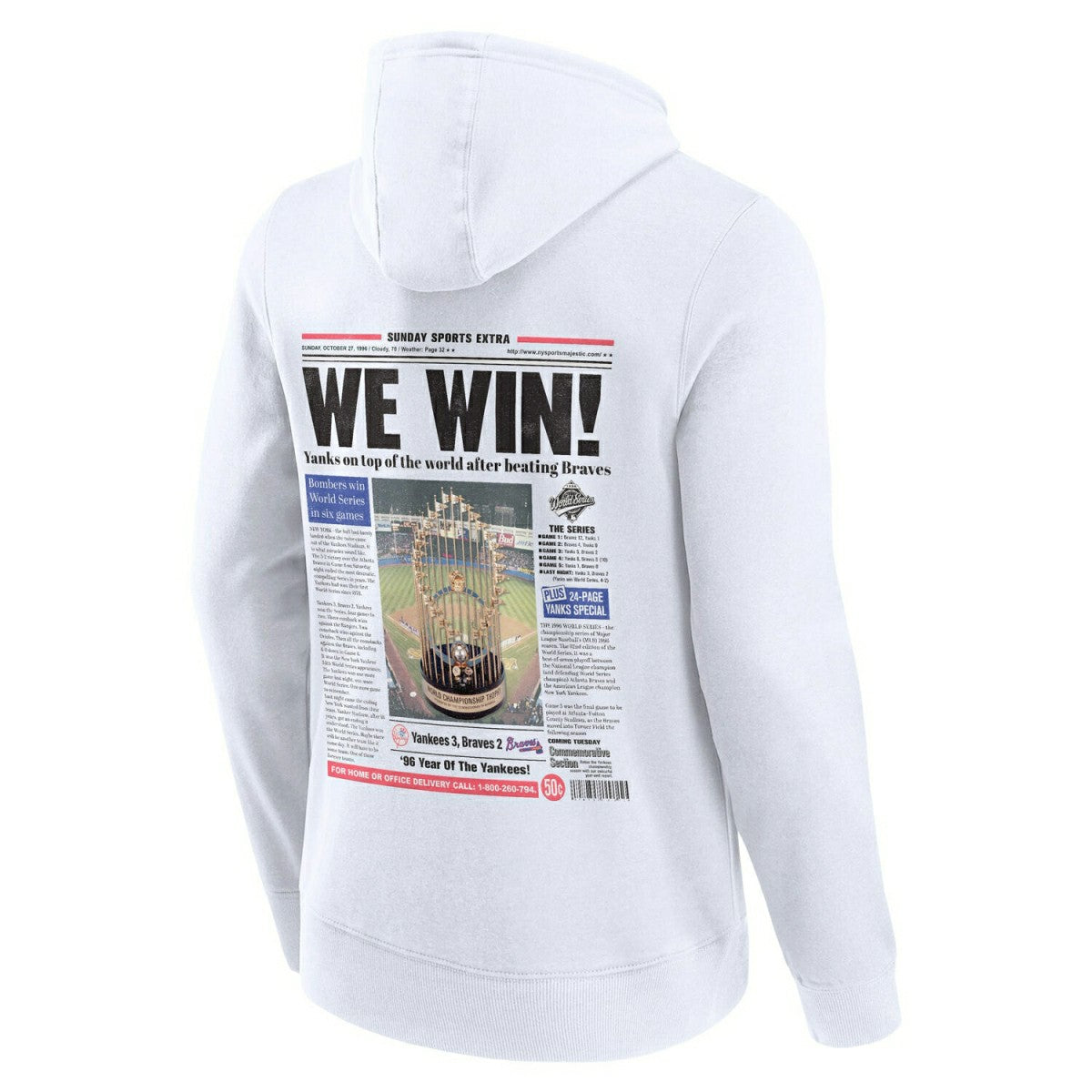 New York Yankees Championship Newspaper MLB Hoodie White Fashion