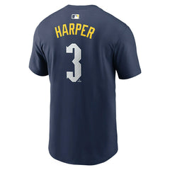 Bryce Harper #3 Philadelphia Phillies City Connect Player MLB T-Shirt Navy Lifestyle