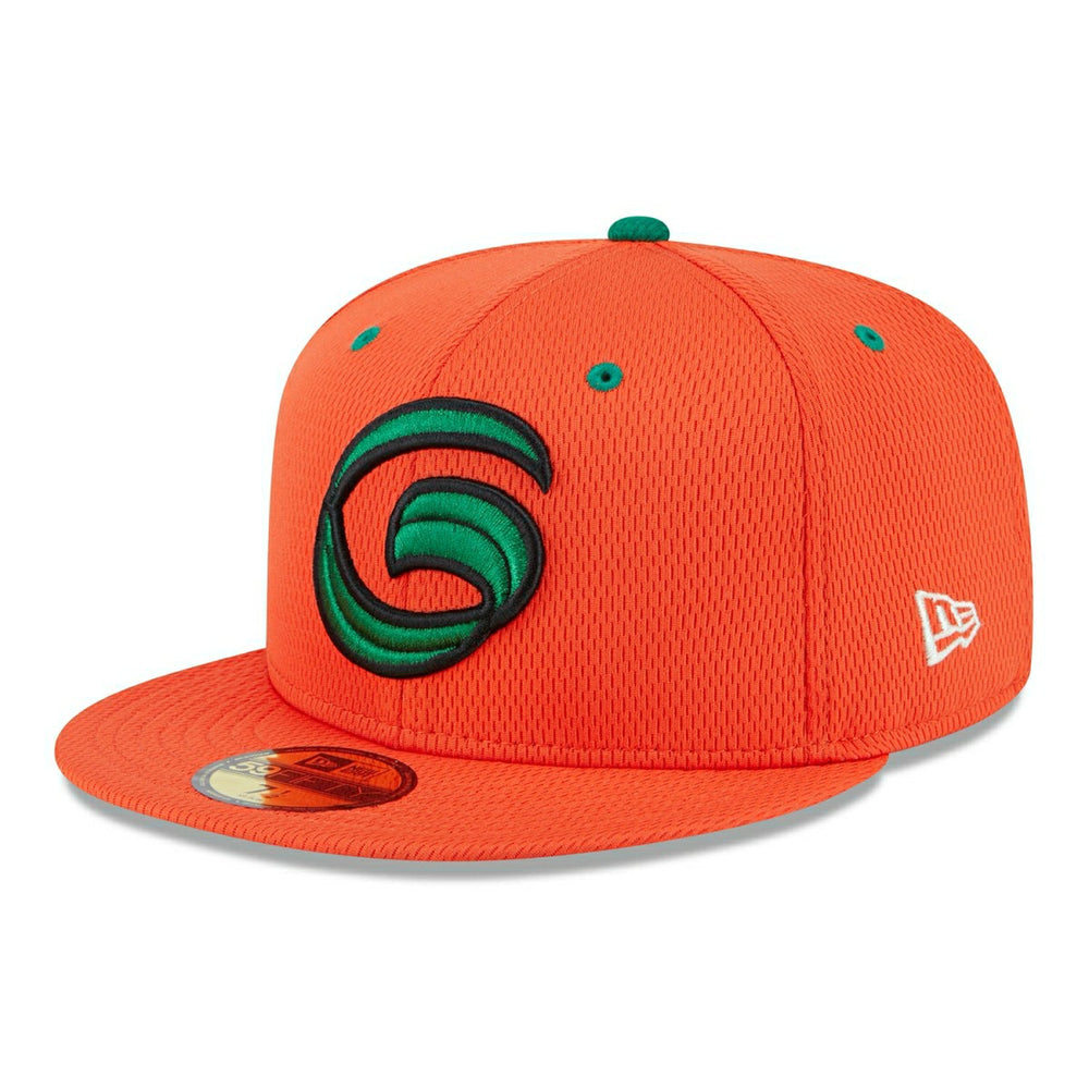 Greensboro Grasshoppers MiLB Batting Practice Authentic 59FIFTY Fitted Cap Orange Fashion
