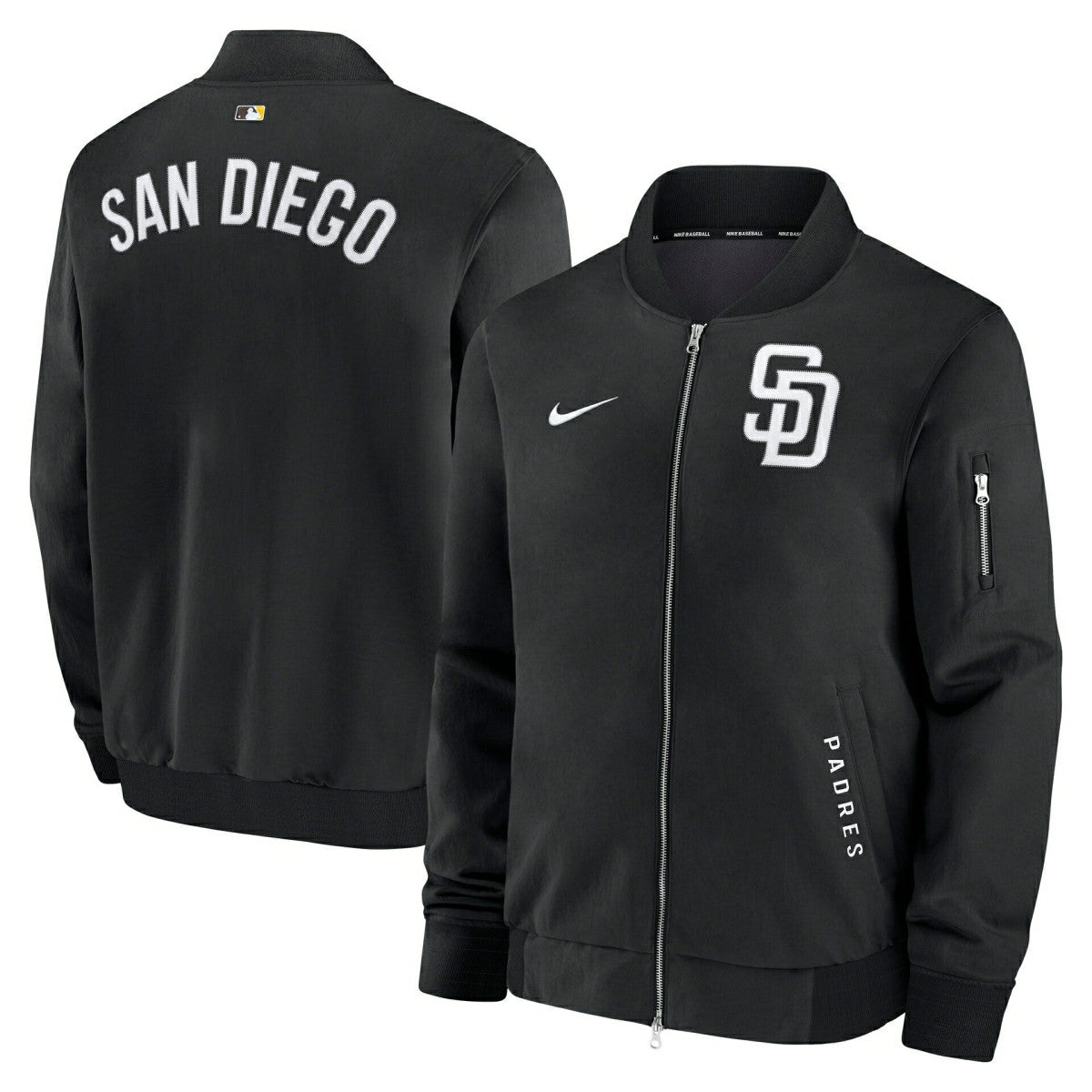 San Diego Padres 2026 MLB Authentic Dugout Bomber Jacket Black Taass for sale