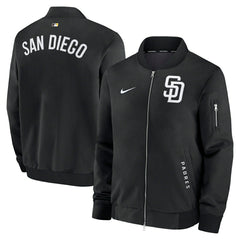 San Diego Padres 2026 MLB Authentic Dugout Bomber Jacket Black Taass for sale