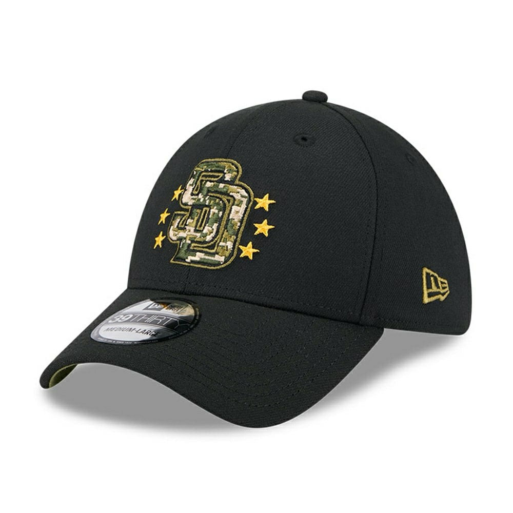 San Diego Padres 2024 MLB Armed Forces New Era 39THIRTY Flex Cap Black Classic