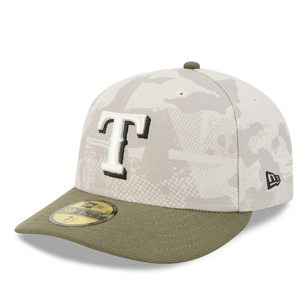 Texas Rangers 2025 MLB Authentic Armed Forces Pre-Curved 59FIFTY Fitted Cap Taass for sale