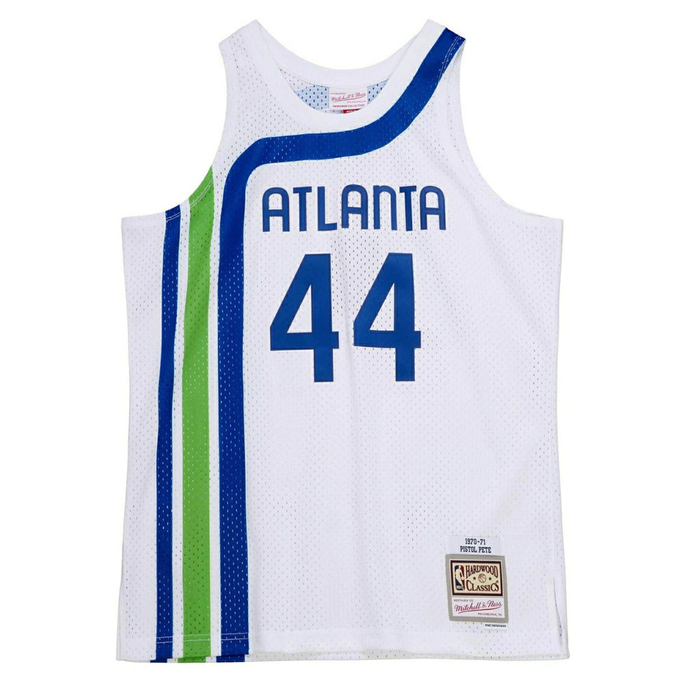 Pete Maravich #44 Atlanta Hawks 1970-71 Mitchell & Ness Swingman NBA Jersey White Fashion