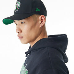 Boston Celtics Flame Print New Era Oversized NBA Hoodie Black Taass US