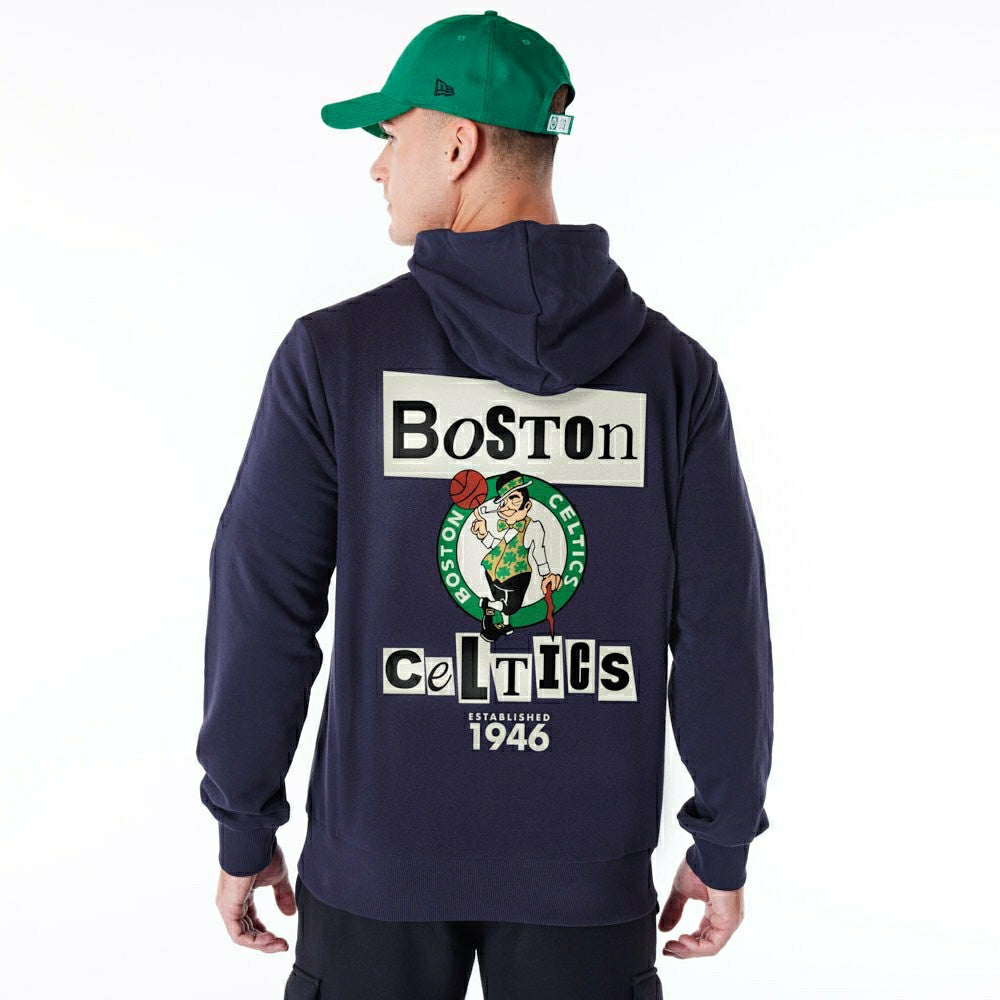 Boston Celtics Newspaper Script New Era NBA Hoodie Navy Taass US