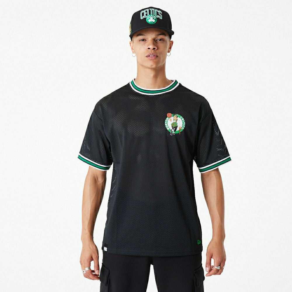 Boston Celtics New Era Oversized NBA Mesh T-Shirt Black Taass sale