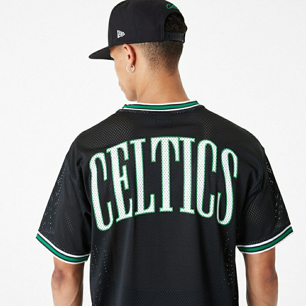 Boston Celtics New Era Oversized NBA Mesh T-Shirt Black Taass sale