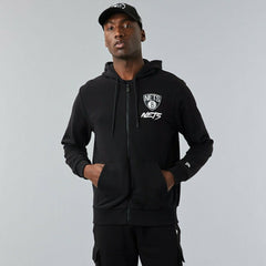 Brooklyn Nets Script New Era NBA Full-Zip Hoodie Black Fashion