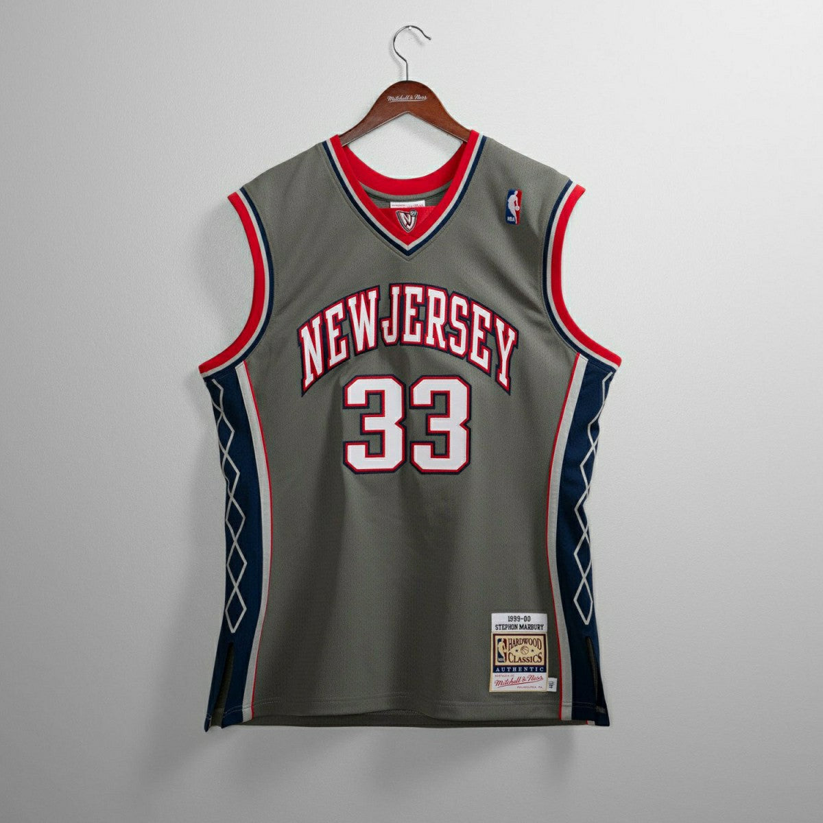 Stephon Marbury #33 New Jersey Nets 1999-00 Mitchell & Ness Authentic NBA Jersey Grey Fashion