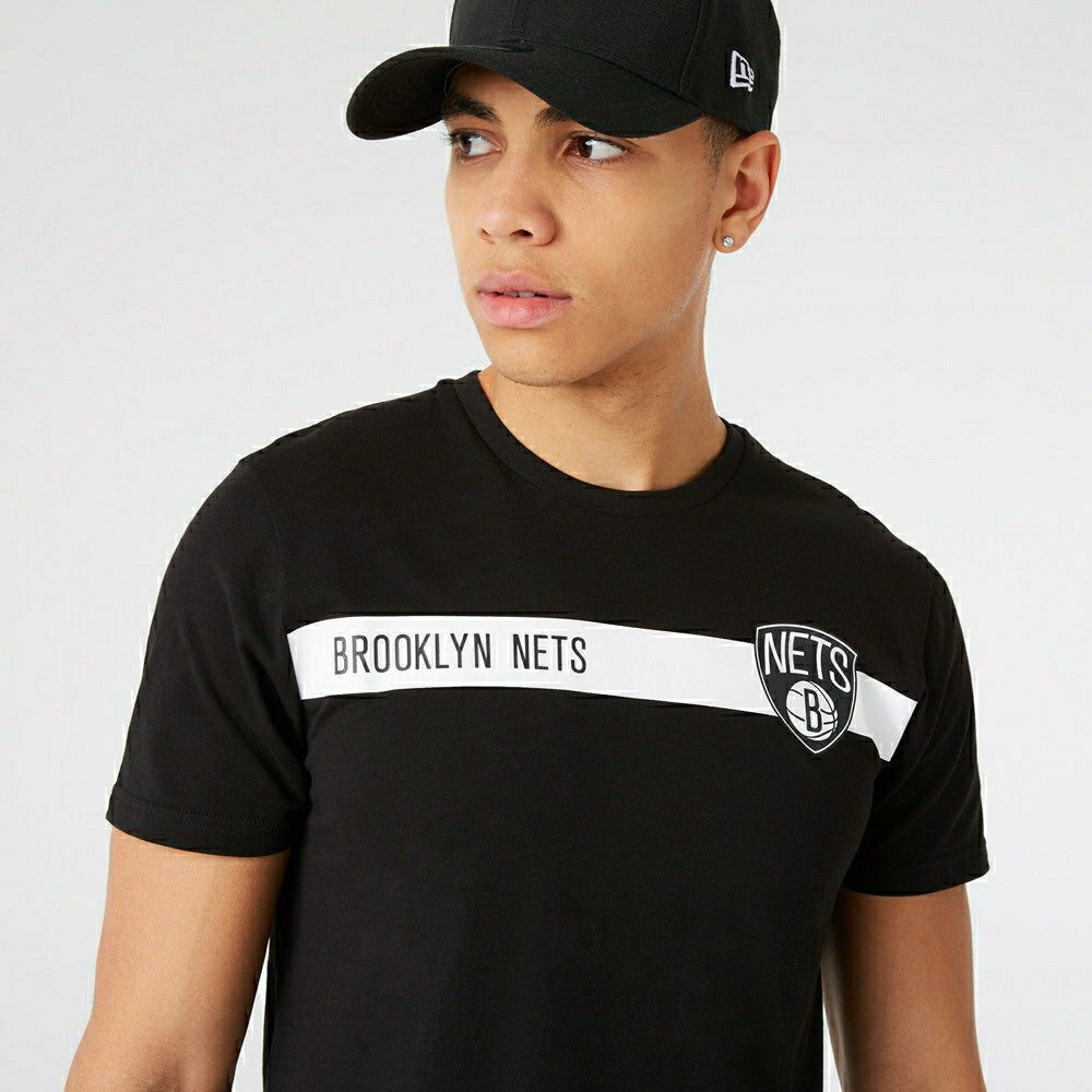Brooklyn Nets New Era Stripe NBA T-Shirt Lifestyle
