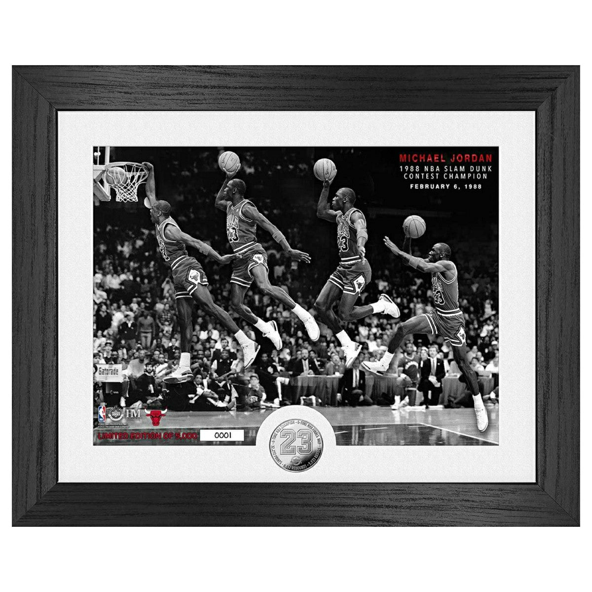 Michael Jordan 1988 NBA Slam Dunk Champion Silver Coin Framed NBA Photo Taass US