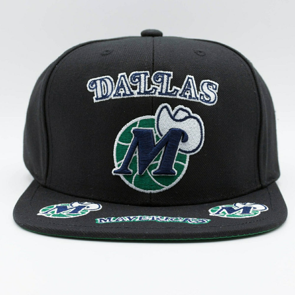 Dallas Mavericks Front Loaded Mitchell & Ness Snapback NBA Cap Black Lifestyle