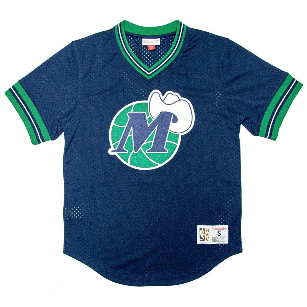 Dallas Mavericks Unbeaten Mitchell & Ness NBA V-Neck Mesh Shirt Navy Taass for sale