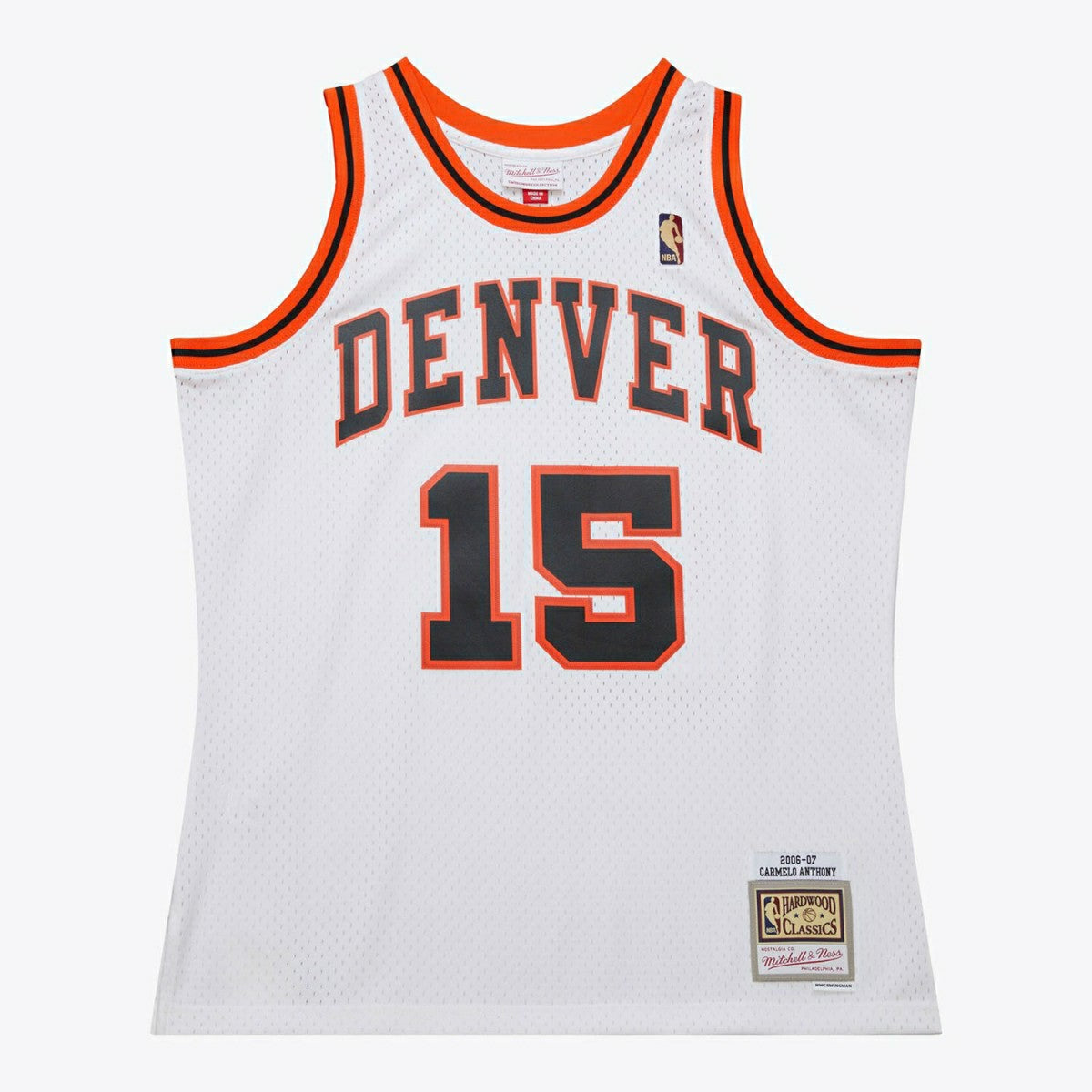 Carmelo Anthony #15 Denver Nuggets 2006-07 Mitchell & Ness Swingman NBA Jersey White Lifestyle