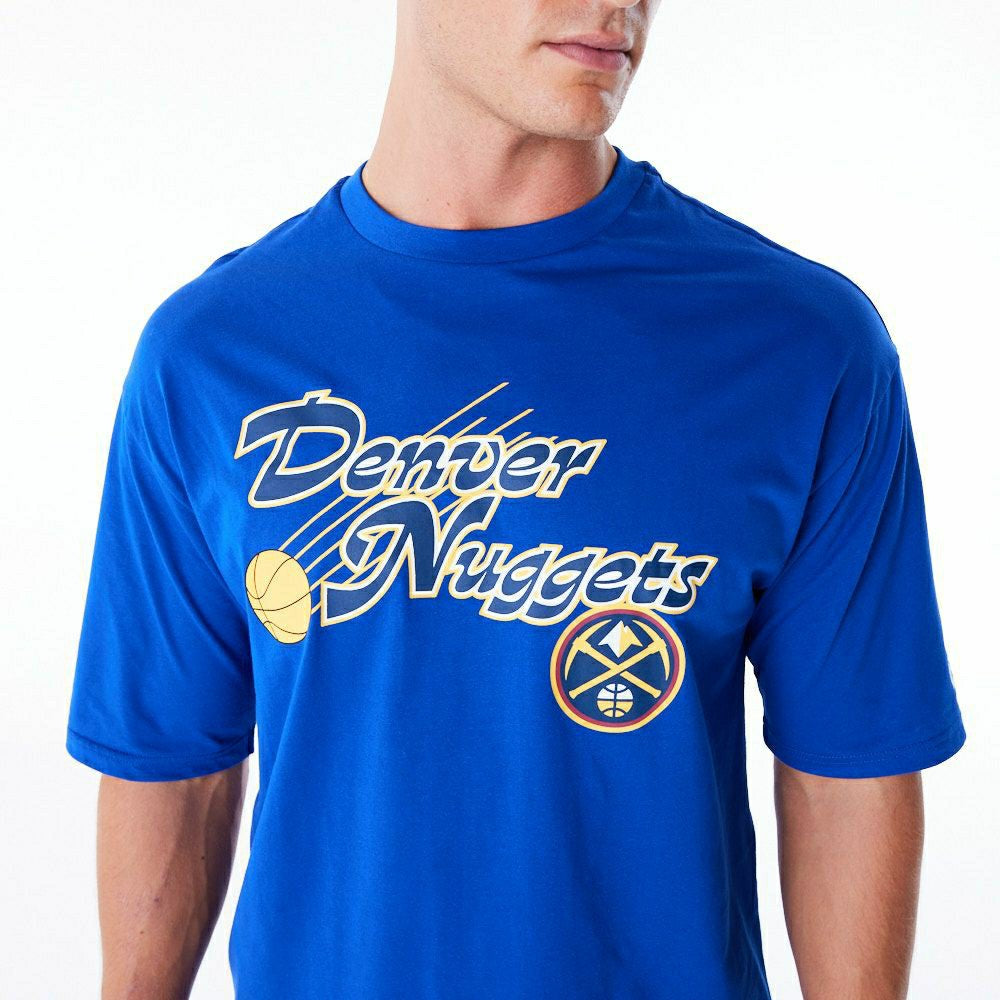 Denver Nuggets Script New Era Oversized NBA T-Shirt Blue Taass for sale