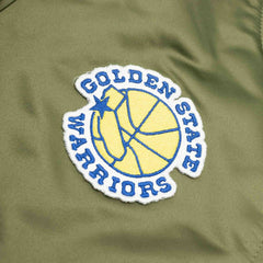 Golden State Warriors Olive Mitchell & Ness Heavyweight Satin NBA Jacket Taass for sale