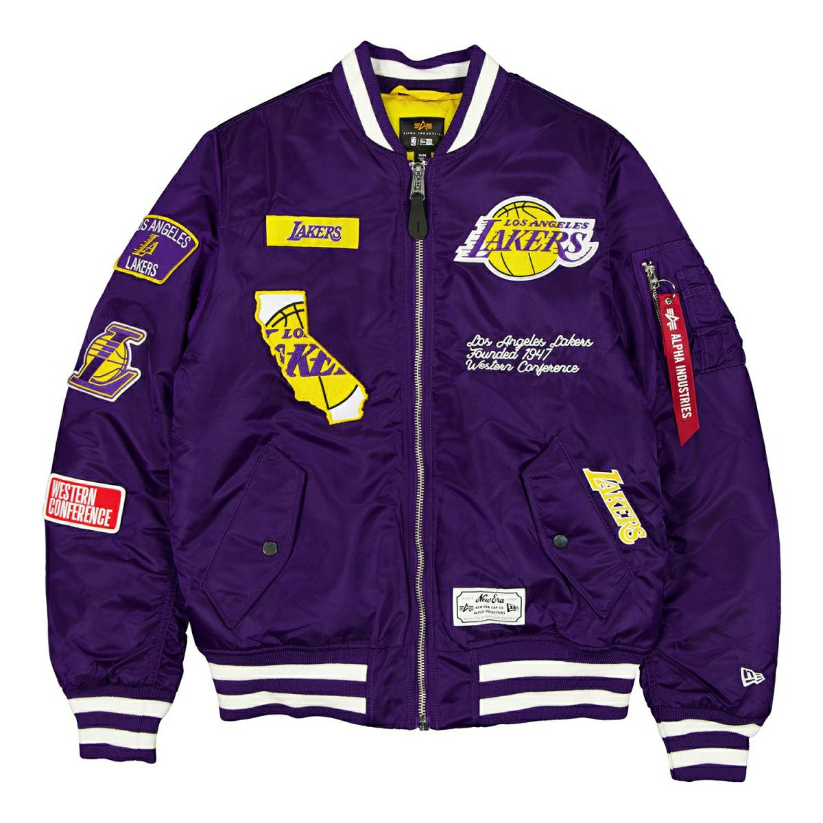 Los Angeles Lakers Alpha Industries MA-1 NBA Bomber Jacket Taass for sale