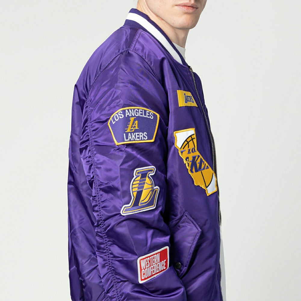 Los Angeles Lakers Alpha Industries MA-1 NBA Bomber Jacket Taass for sale