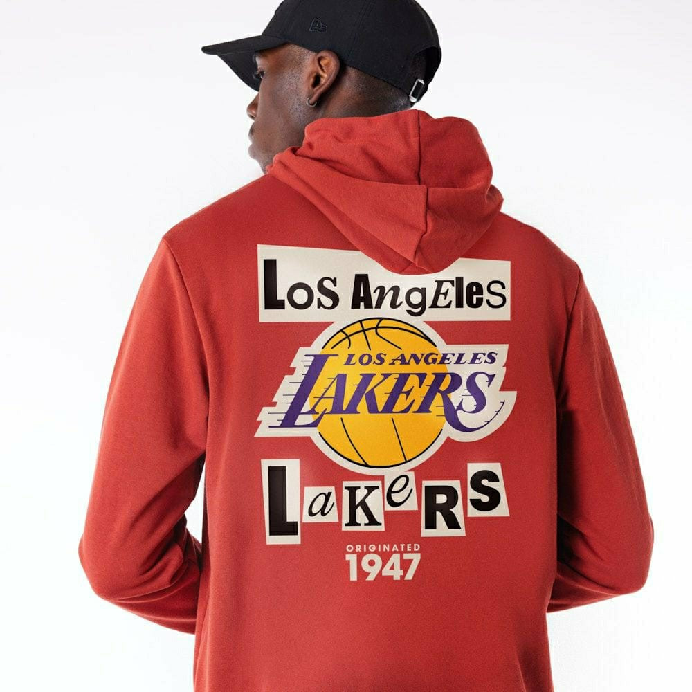 Los Angeles Lakers Newspaper Script New Era NBA Hoodie Red Taass sale