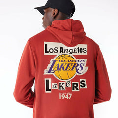 Los Angeles Lakers Newspaper Script New Era NBA Hoodie Red Taass sale