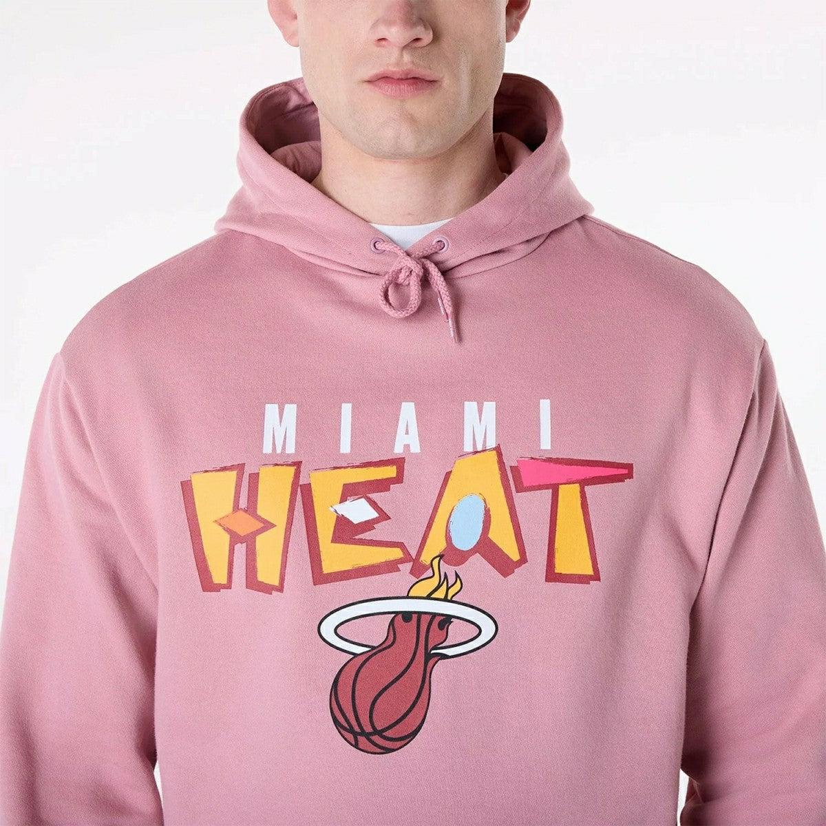 Miami Heat Block Graphic New Era Oversized NBA Hoodie Dark Pink Taass US