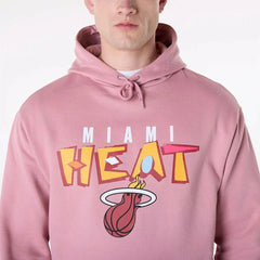 Miami Heat Block Graphic New Era Oversized NBA Hoodie Dark Pink Taass US