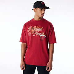 Miami Heat Script New Era Oversized NBA T-Shirt Red Taass US