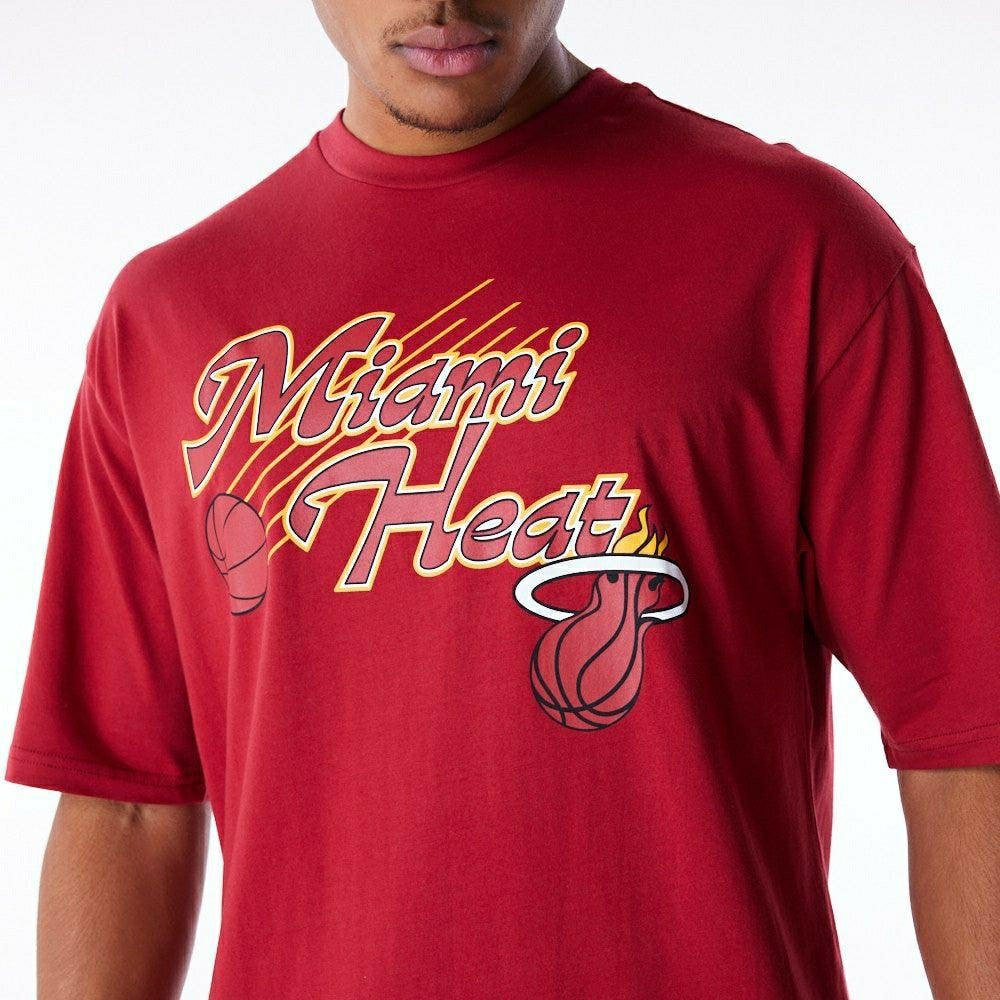 Miami Heat Script New Era Oversized NBA T-Shirt Red Taass US