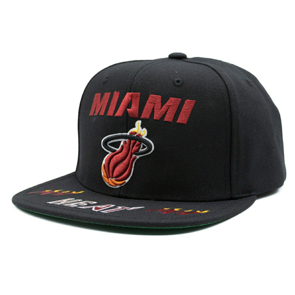 Miami Heat Front Loaded Mitchell & Ness Snapback NBA Cap Black Taass sale