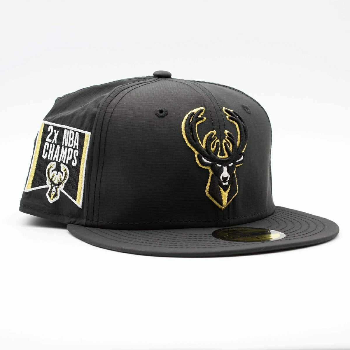 Milwaukee Bucks 2x NBA Champs Ripstop 59FIFTY Fitted Cap Black Taass for sale