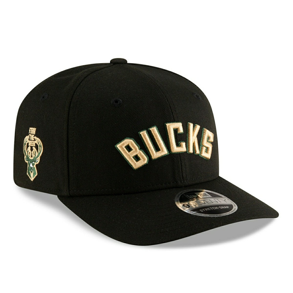 Milwaukee Bucks 2025-26 NBA Statement Stretch-Snap 9SEVENTY Cap Black Taass sale