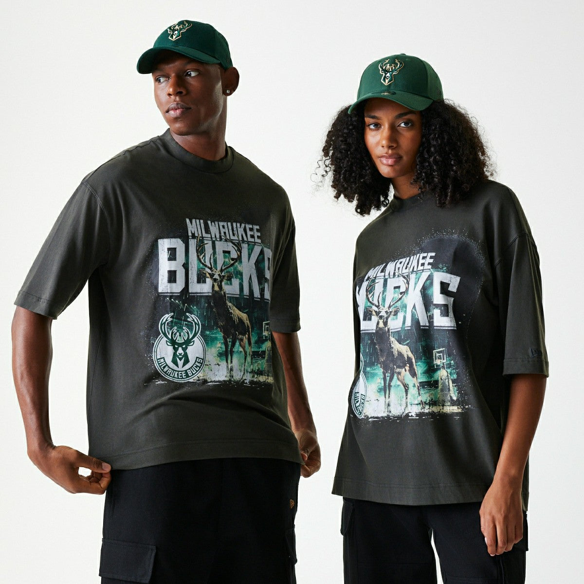 Milwaukee Bucks New Era Washed NBA T-Shirt Dark Gray Taass US