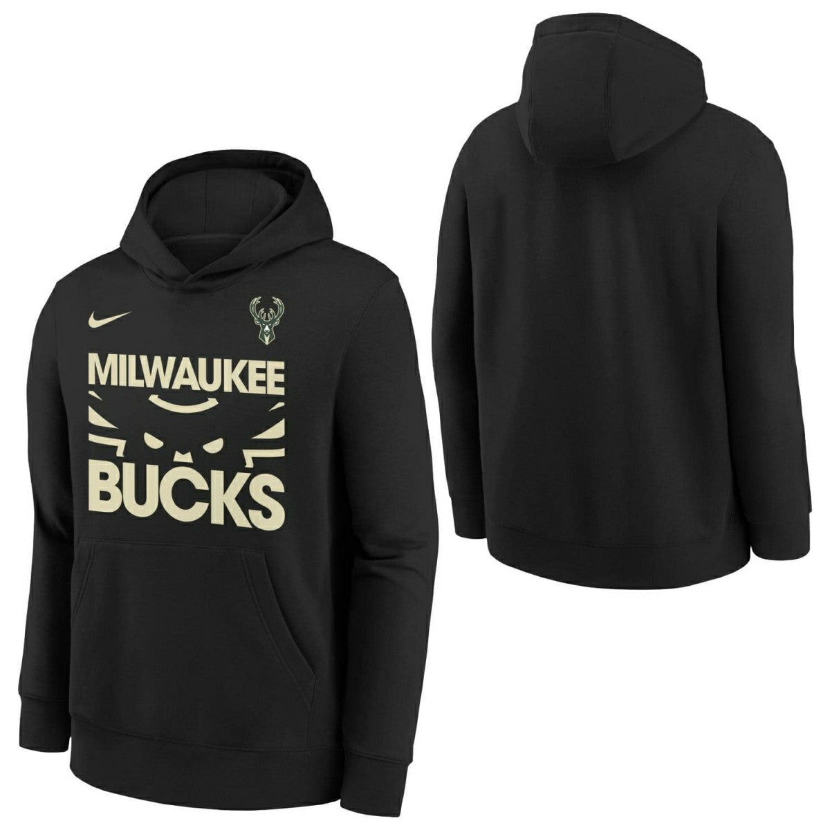 Milwaukee Bucks NBA Courtside Nike Club Hoodie Black (YOUTH) Taass sale