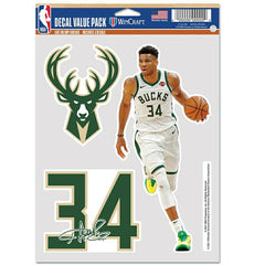 Giannis Antetokounmpo #34 Milwaukee Bucks Player NBA Decals Set (3 Pcs.) Classic