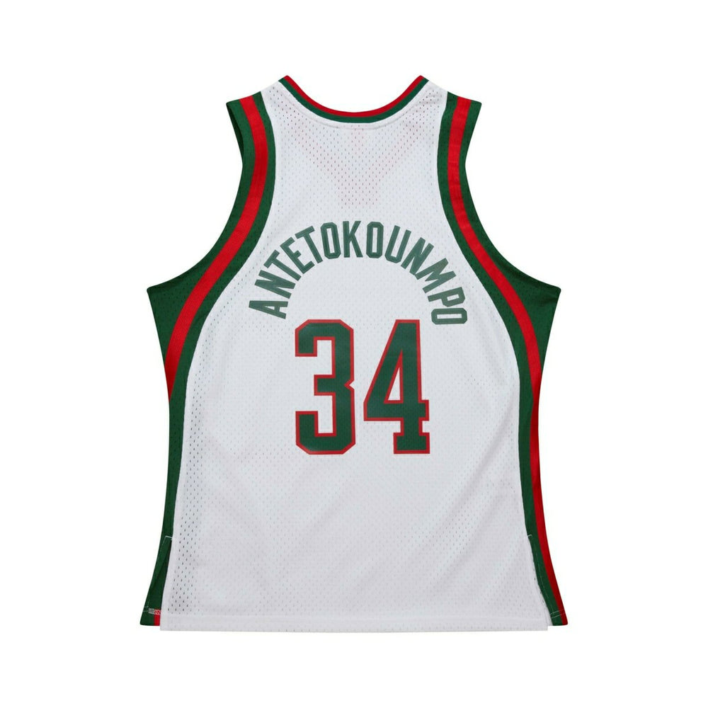 Giannis Antetokounmpo #34 Milwaukee Bucks 2013-14 Mitchell & Ness Swingman NBA Jersey White Lifestyle