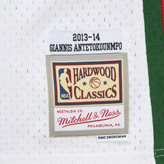 Giannis Antetokounmpo #34 Milwaukee Bucks 2013-14 Mitchell & Ness Swingman NBA Jersey White Lifestyle