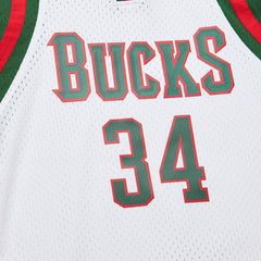 Giannis Antetokounmpo #34 Milwaukee Bucks 2013-14 Mitchell & Ness Swingman NBA Jersey White Lifestyle