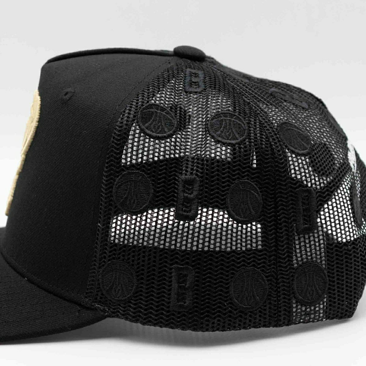 Milwaukee Bucks Mitchell & Ness Monogram NBA Trucker Cap Black Taass sale