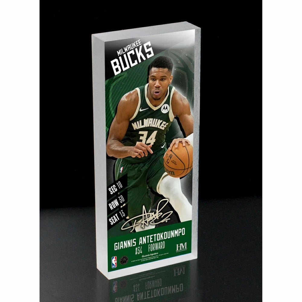 Giannis Antetokounmpo Milwaukee Bucks NBA Player Ticket 3D Block Art Fashion