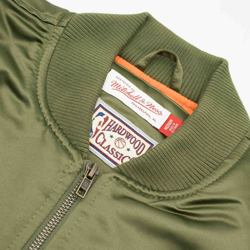 Milwaukee Bucks Olive Mitchell & Ness Heavyweight Satin NBA Jacket Taass for sale