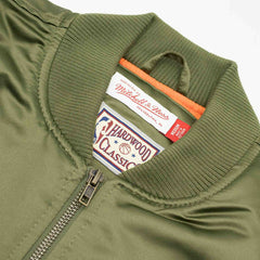 Milwaukee Bucks Olive Mitchell & Ness Heavyweight Satin NBA Jacket Taass for sale