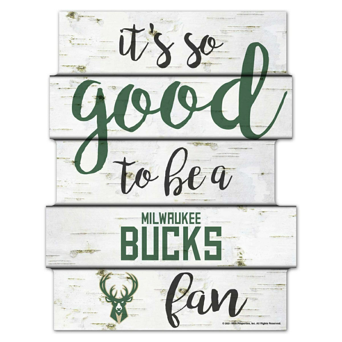 Milwaukee Bucks Birchwood NBA Wood Sign Fashion