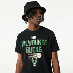 New Era Milwaukee Bucks Team Graphic Basketball T-Shirt Black Taass sale