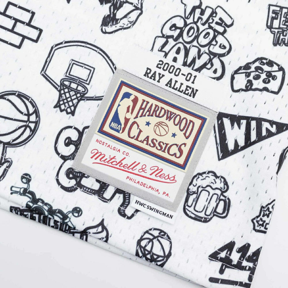 Ray Allen #34 Milwaukee Bucks Doodle Mitchell & Ness Swingman NBA Jersey Fashion
