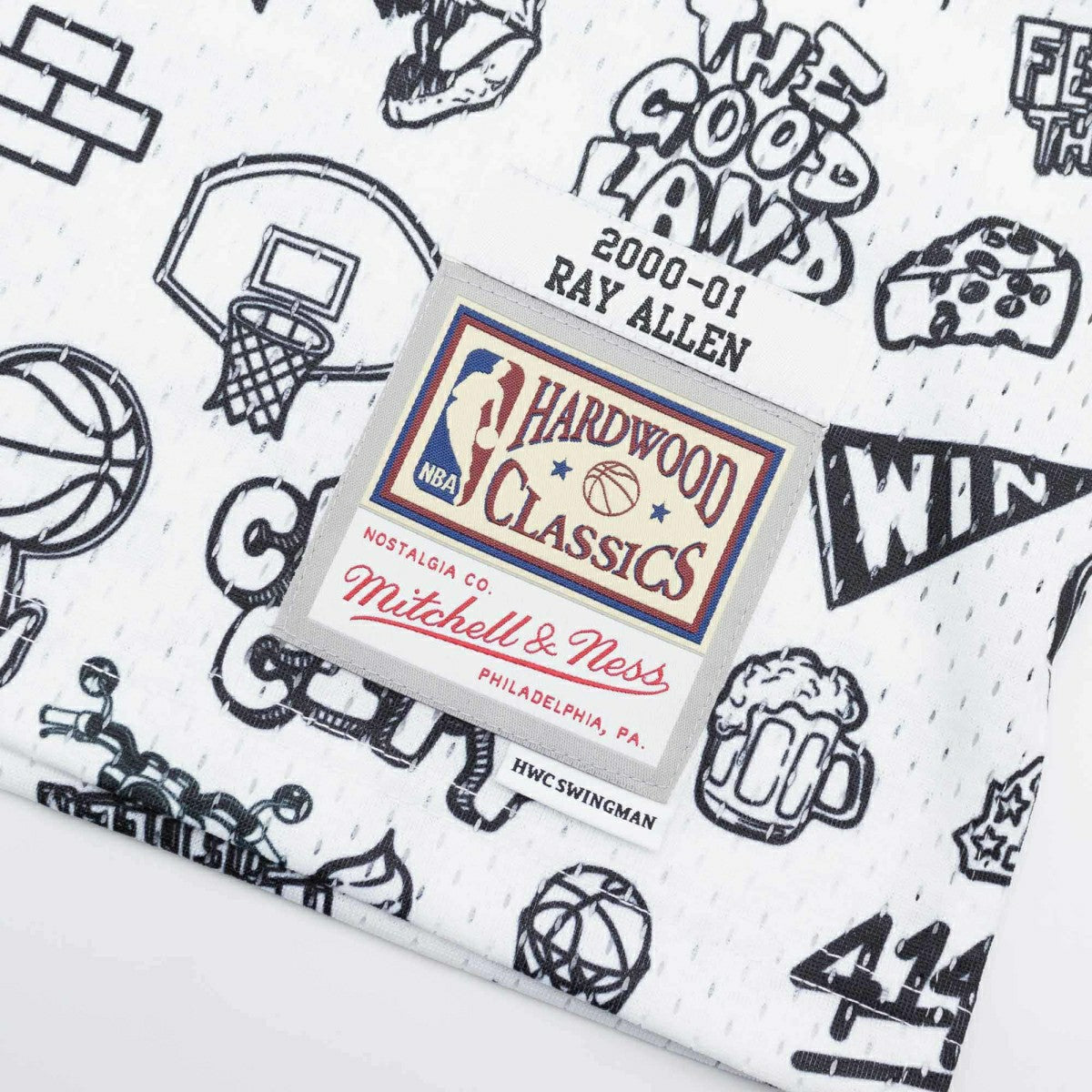 Ray Allen #34 Milwaukee Bucks Doodle Mitchell & Ness Swingman NBA Jersey Fashion